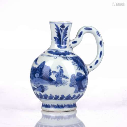 Blue and white porcelain ewer Chinese, Transitional period p...
