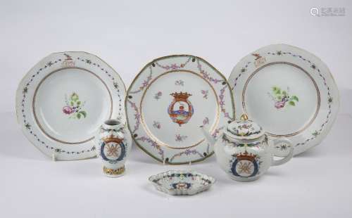 Group of armorial porcelain Chinese, 18th Century to include...