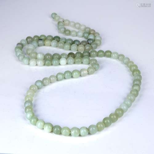 Long green hardstone necklace Chinese 182cm long Condition: ...