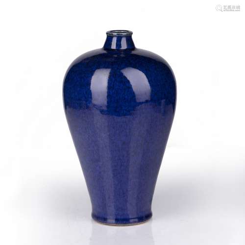 Blue glazed Meiping shape vase Chinese wit a short flared ne...