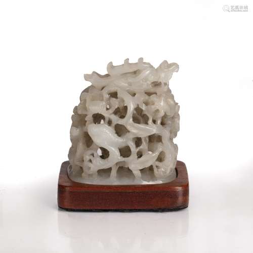Pierced and carved jade finial Chinese, 18th Century depicti...