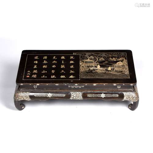 Lacquer low table/stand Chinese, 19th Century with mother of...