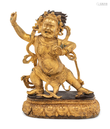 A Sino-Tibetan Gilt Figure of A Mahakala