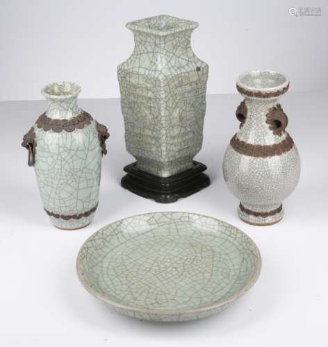 Four guan-type porcelain pieces Chinese comprising of three ...