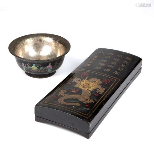 Mother of pearl inlaid black lacquer bowl Chinese, 18th Cent...