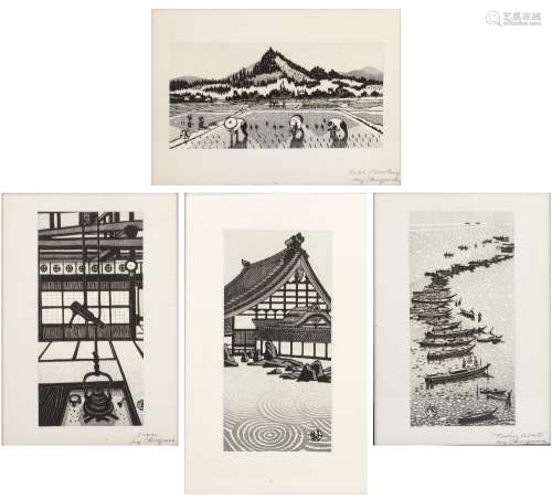 Gihachiro Okuyama (1907-1981) 'Irori' woodcut, seal mark low...