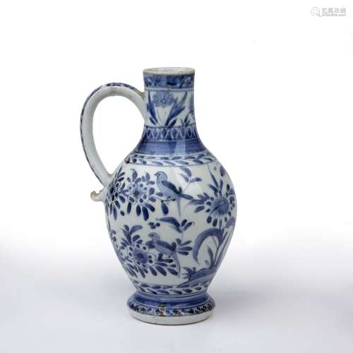 Blue and white ewer Japanese, 18th Century decorated with bi...