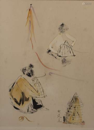 Lucienne Ha Van Vuong (Vietnamese 1914-1990) The Hat Makers,...