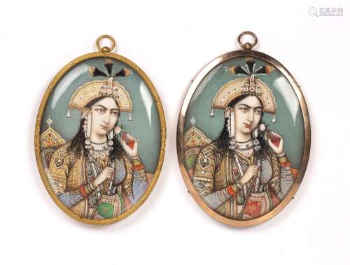 Pair of portrait miniatures Indian, 19th Century purportedly...