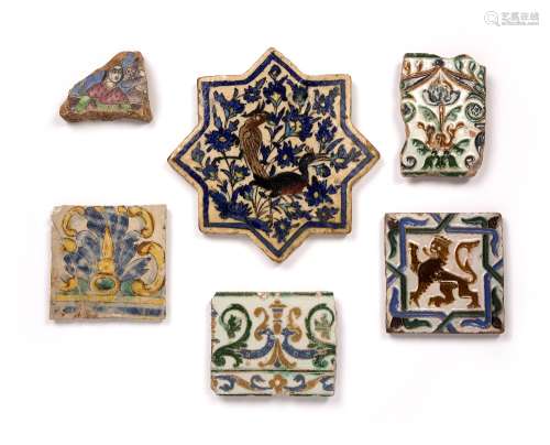 Group of tiles and fragments Islamic and Hispano-Moresque, 1...