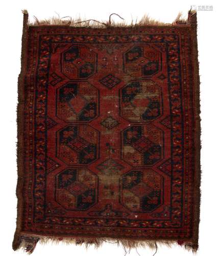 Bokhara red ground rug with eight elephant foot medallions, ...