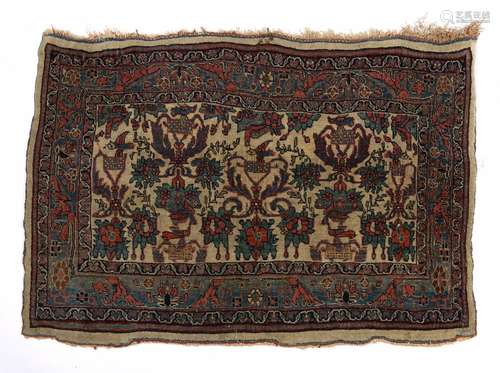 Prayer mat Persian with foliate designs, on an ivory ground,...