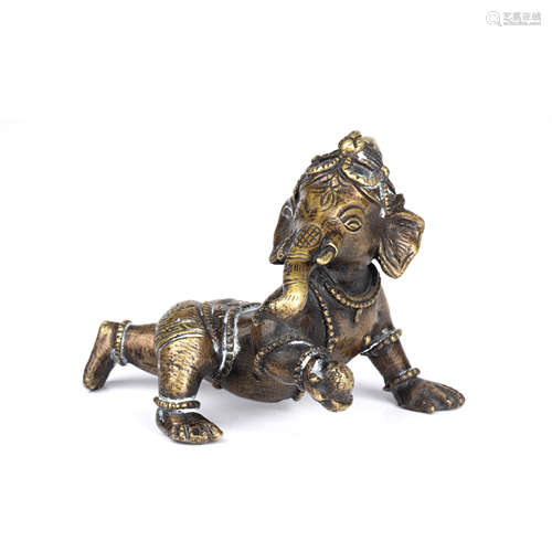 Bronze model of Ganesh Indian the deity on three legs with h...