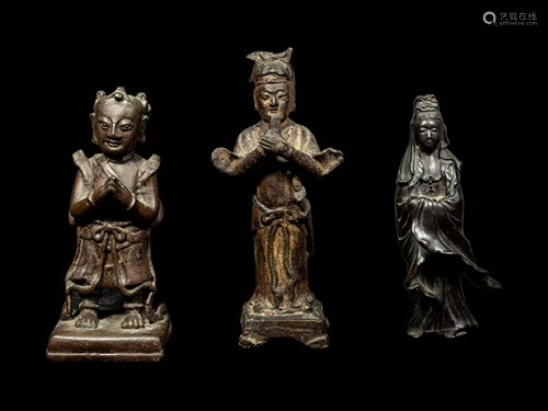 Three Chinese Bronze Figures