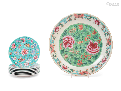 Eight Chinese Famille Rose Porcelain Plates