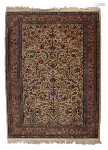 Ivory ground rug Persian with tree of life design within a f...