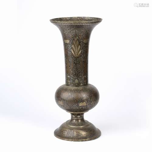 Bidri ware vase Indo-Persian with inlaid arabesques, and Isl...