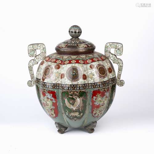 Large cloisonne enamel vase and cover Japanese, late 19th Ce...