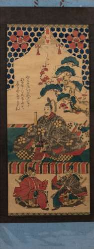19th Century Japanese woodblock imitating a kakemono, 'Daimy...