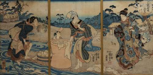 Utagawa Kuniyoshi (1798-1868) 'Chofu Crystal River' Japanese...