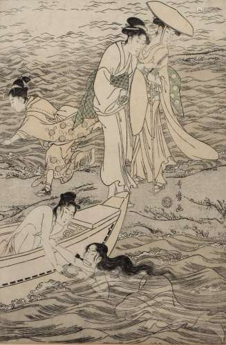 Kitagawa Utamaro (1753-1806) 'Abalone Divers at Chopping Blo...