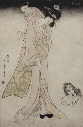 Kitagawa Utamaro II (1789-1830) 'Mother and child' Japanese ...