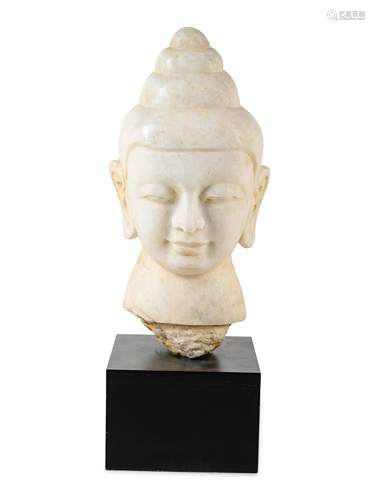 A Southeast Asian Marble Head of Buddha