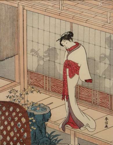 Suzuki Harunobu (1724/25-1770) 'Beautiful woman on the edge ...