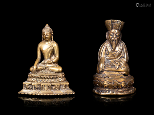 Two Tibetan Gilt Bronze Figures