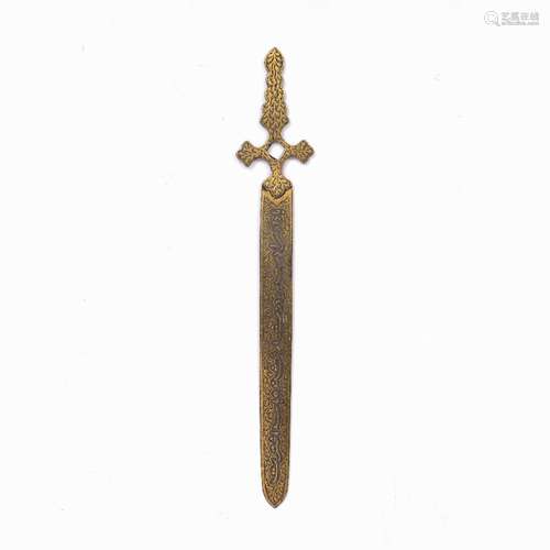 Damascene inlaid paper knife Safavid / Ottoman, 19th Century...