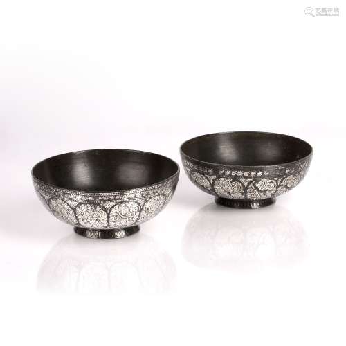 Two similar Bidri ware bowls Indian, 19th Century each with ...