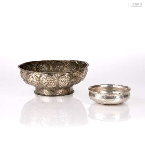 White metal embossed bowl Indo-Persian, 18th/19th Century wi...