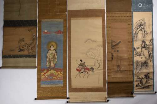 Eleven various scroll paintings/calligraphies Japanese, 19th...