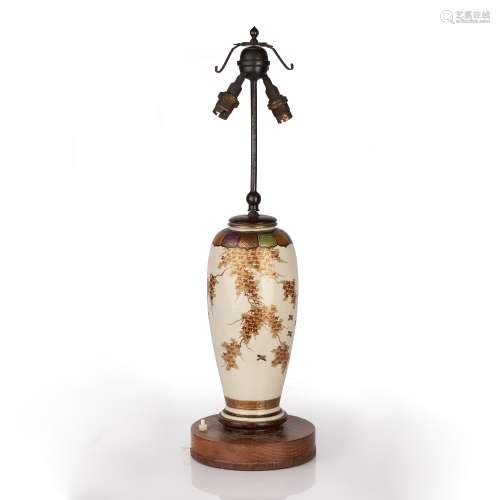 Satsuma vase converted to a lamp Japanese decorated with fol...