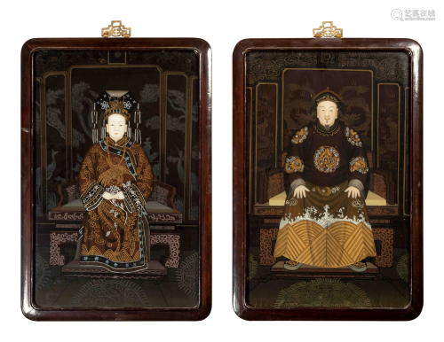 A Pair of Chinese Reverse Glass Paintings