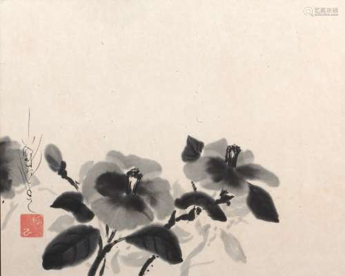 Takumasa Ono (b.1959) 'Camellia' ink on paper, 36cm x 45cm a...