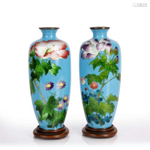 Pair of Ginbari enamel vases Japanese, Meiji period each of ...