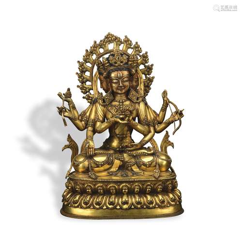 A gilt-bronze figure of Ushnisha Vijaya