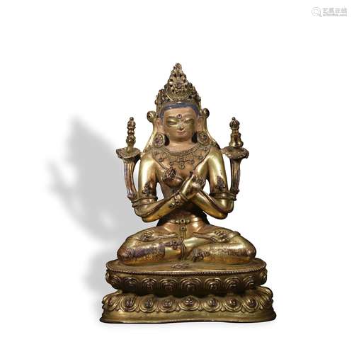 A gilt-bronze figure of Vajradhara