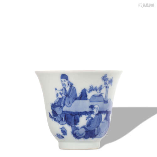 A blue and white 'figure' cup