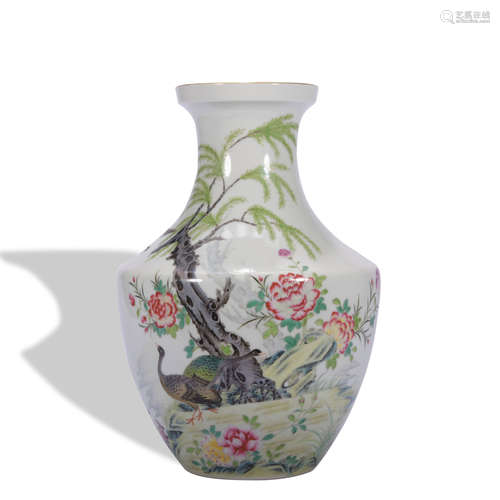 A famille-rose 'floral and birds' jar