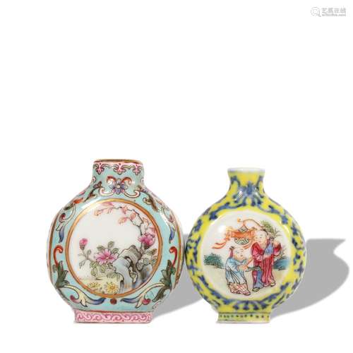 A pair of famille-rose 'floral and birds' vase