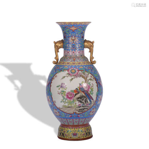 A famille-rose 'floral and birds' jar