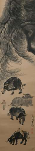 A Li keran's cow riding painting