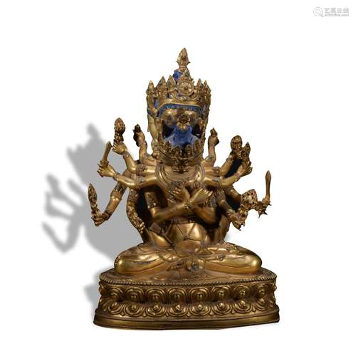 A gilt-bronze figure of Kalacakra