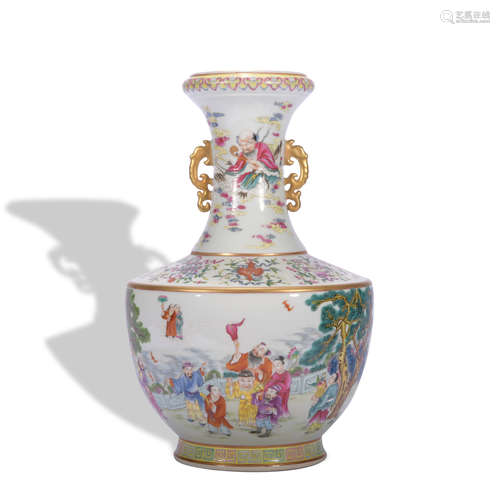 A famille-rose 'figure' vase