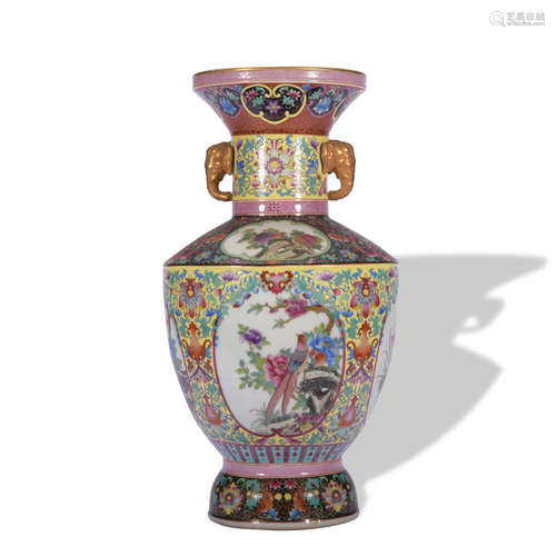 A famille-rose 'floral and birds' jar