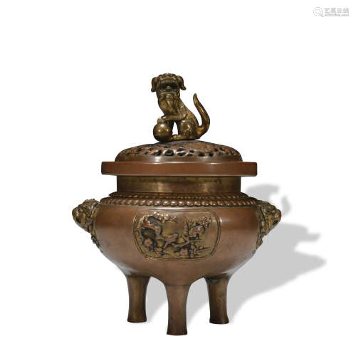 A gilt bronze incense burner