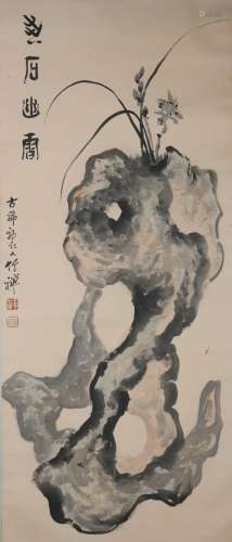 A Zhu chan's stone&orchid painting