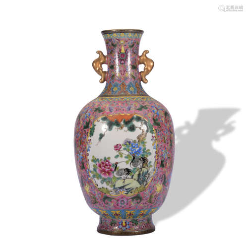 A famille-rose 'floral and birds' jar